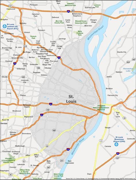 St. Louis Map, Missouri - GIS Geography