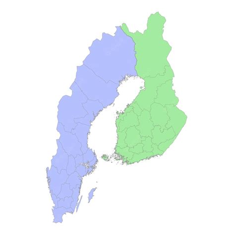 Premium Vector | High quality political map of sweden and finland with ...