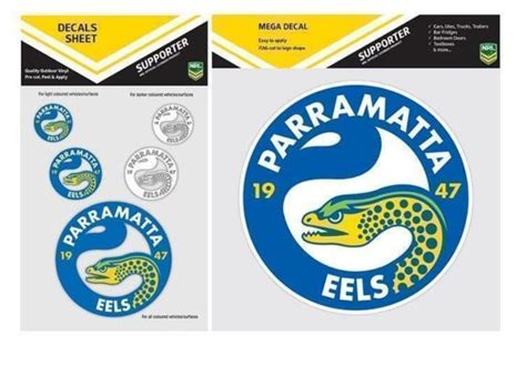 Set Of 2 Parramatta Eels NRL Logo Mega Spot Sticker & Pack Of 5 Decal ...