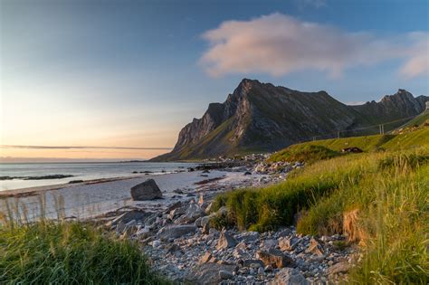 Midnight Sun in Vikten, Lofoten, Norway