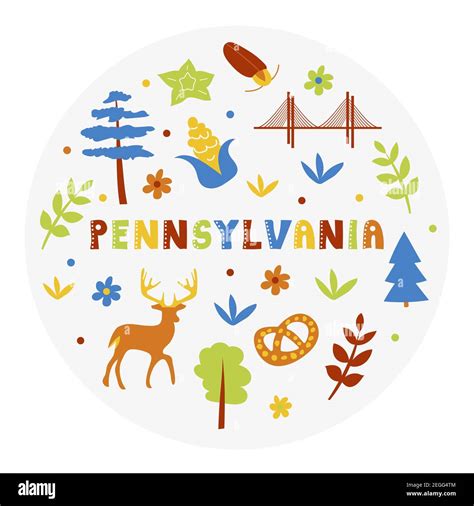 USA collection. Vector illustration of Pennsylvania theme. State ...