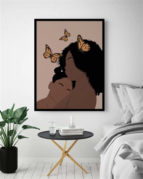 Black Mother and Daughter Wall Art Printable Poster Black - Etsy