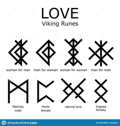 Love Viking Runes Vector Set, Bind Runes and Runnic Sript - Relationship, Couple, Mal ...