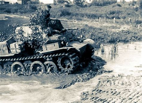 A Panzer 2 Ausf L 'Luchs' light recon tank, fording a stream, was one of only 100 that were ...