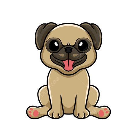 Gambar Kartun Anjing Pug Kecil Yang Lucu Duduk, Makhluk, Margasatwa, Tersenyum PNG dan Vektor ...