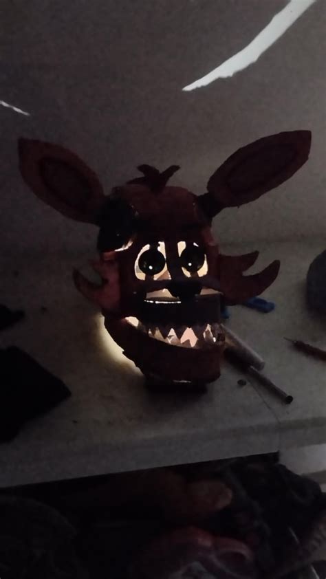 Foxy Mask cosplay made with cardboard : r/fivenightsatfreddys