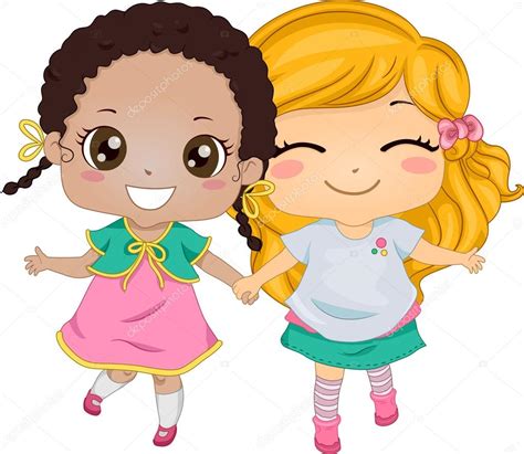 young girl with friends clipart - Clipground