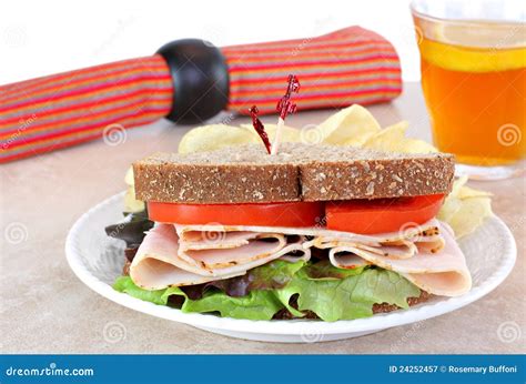 Healthy Turkey Sandwich on Whole Wheat Bread. Stock Image - Image of copy, sandwich: 24252457