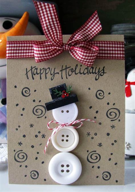 Carte de voeux pour Noël, décorée de boutons- 28 idées top | Christmas ...