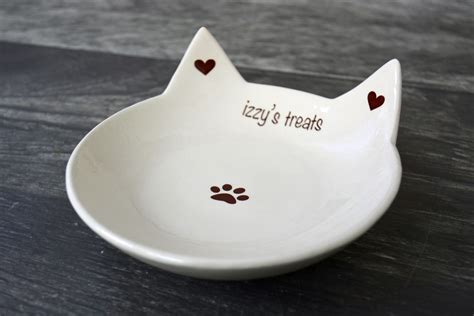 Personalized Cat Food Dish with Paw Print Small Ceramic Cat | Etsy ...