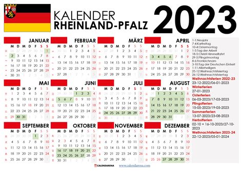 Kalender 2023 Rheinland-Pfalz Mit Ferien + Feiertage