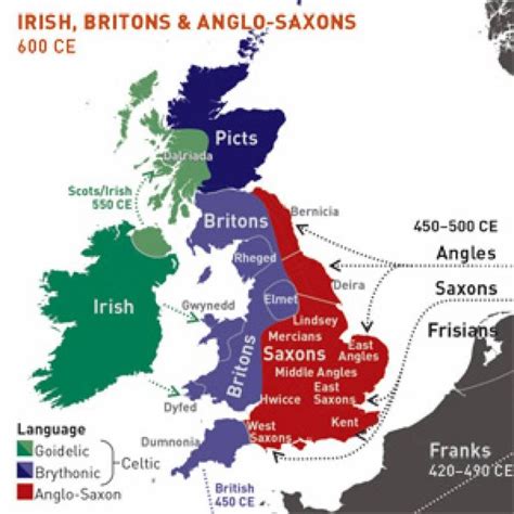 Genetic Map of Ancient British, Irish, and Saxon Regions