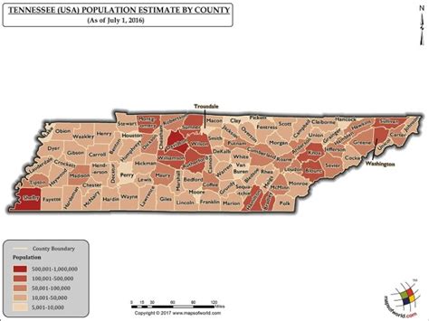 Tennessee Population Map - Answers