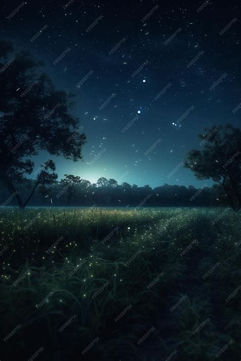 Premium Photo | Fireflies in the night sky wallpaper