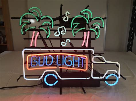 VINTAGE BUD LIGHT NEON SIGN PALM TREES AND DELIVERY BEER TRUCK ...