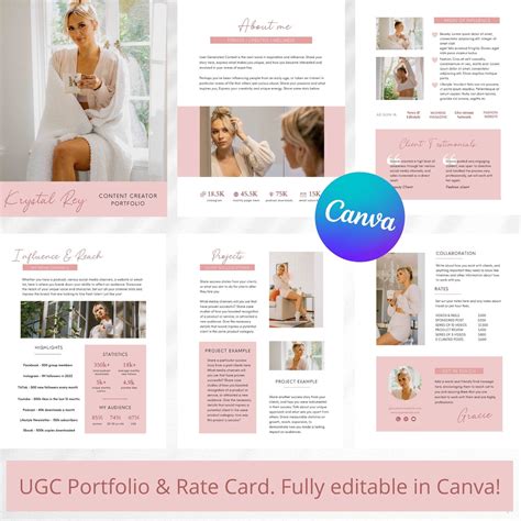 UGC Portfolio and Rate Card UGC Template Canva Editable - Etsy in 2022 | Media kit, Social media ...