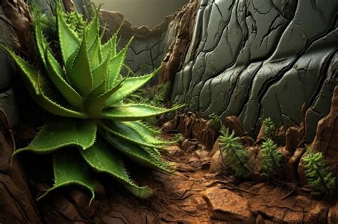 Premium AI Image | A plant in a rocky area