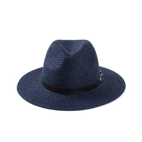 SHOWERSMILE Brand Navy Blue Sun Hats For Men Summer Men's Straw Fedora ...