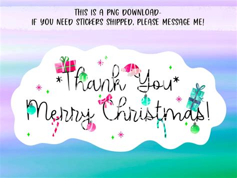 PNG Sticker Download Thank You Merry Christmas Small - Etsy