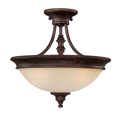 Shop Century 16.5-in W Burnished Bronze Textured Semi-Flush Mount Light at Lowes.com