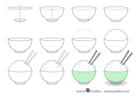 How to Draw a Rice Bowl Step by Step - AnimeOutline