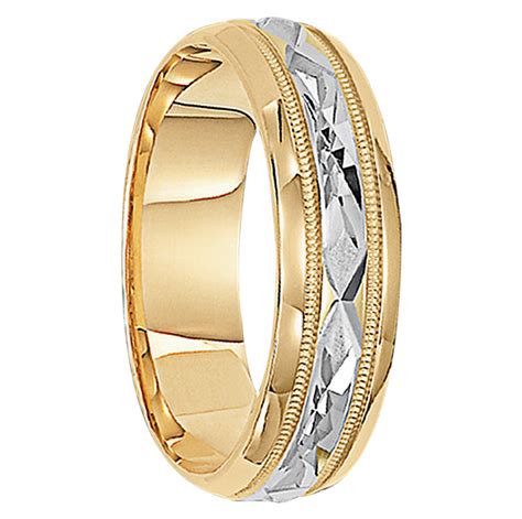 6mm Unique Mens Wedding Bands in 10kt. Two-tone Gold - Dublin-10