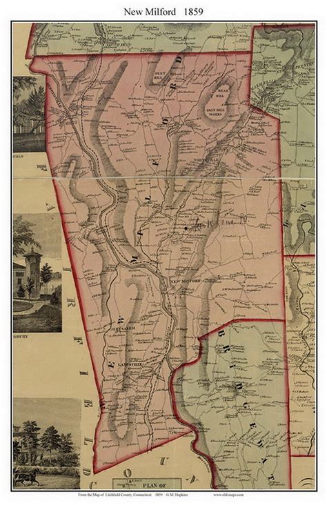 New Milford Connecticut 1859 Old Town Map with Homeowner | Etsy in 2021 | New milford ...