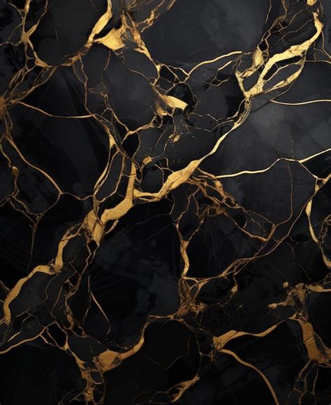 Premium AI Image | a close up of a black and gold marble with a gold vein generative ai