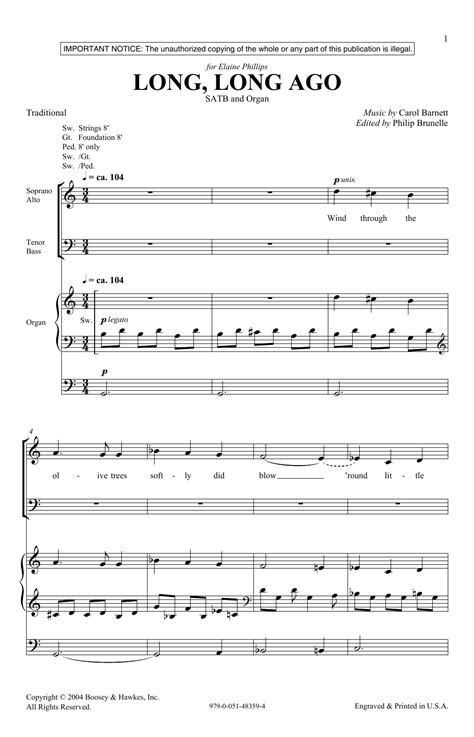 Long, Long Ago (SATB Choir) - Print Sheet Music Now