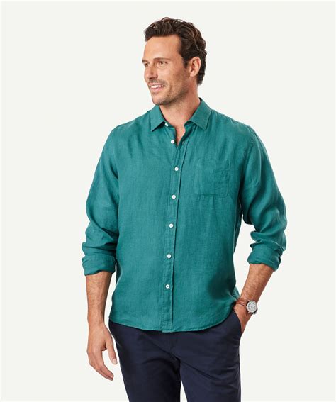 Pure French Linen Long Sleeve Shirt - Fern | Long Sleeve Shirts | GAZMAN