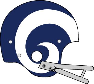 Los Angeles Rams Helmet Logo (1965) - Dark blue helmet, grey facemask with white ram horns ...