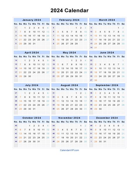 2024 Calendar Blank Printable Calendar Template In PDF Word Excel ...