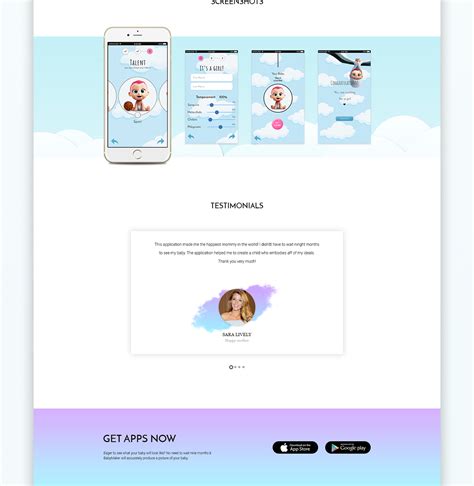 Baby Maker Apps landing page on Behance