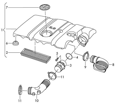 Volkswagen Golf (2012 - 2013) - air filter with connecting parts. > VAG ETKA Online > Nemiga.com