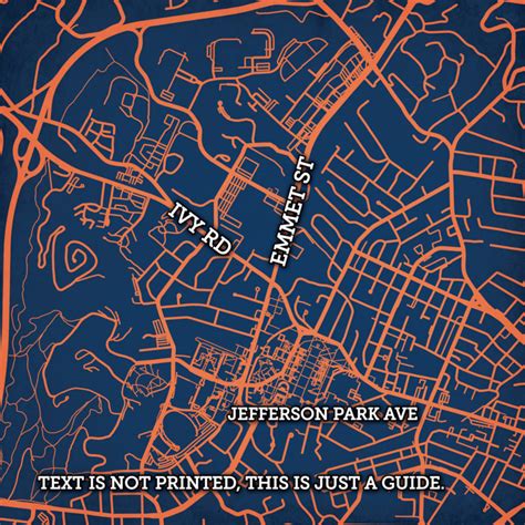 University of Virginia Campus Map Art by City Prints - The Map Shop