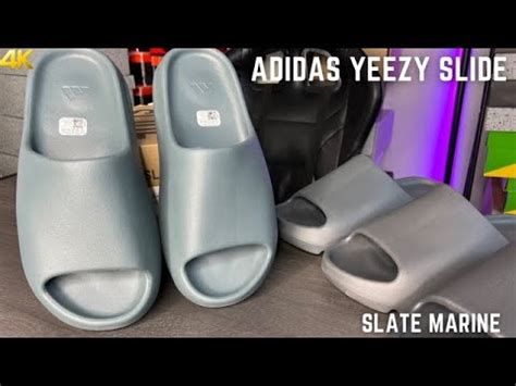 Adidas Yeezy Slide Slate Marine On Feet Review With Sizing Tips - YouTube