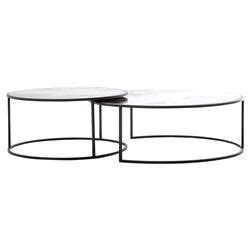 two tables sitting next to each other on top of a white surface with ...