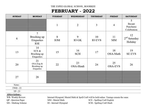 school calendar