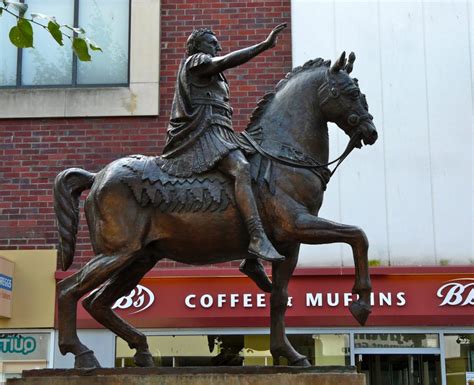 Equestrian statue of emperor Nerva in Gloucester UK