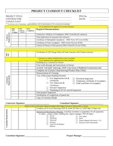 FREE 10+ Project Closeout Checklist Samples [ Management, Construction, Transition ]