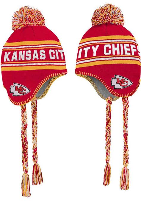 Kansas City Chiefs RED Jacquard Tassel Youth Knit Hat