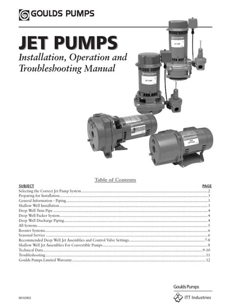 Jet Pump - Installation | PDF | Pump | Itt Corporation