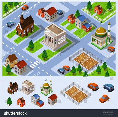 City Hall. Set Of Very Detailed Isometric Vector - 70930621 : Shutterstock