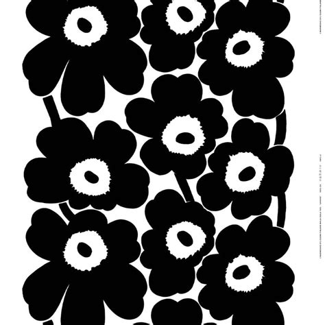 Marimekko Unikko paksu puuvillakangas, valkoinen - musta | Finnish ...