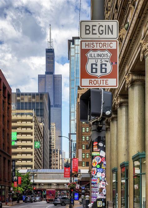 Route 66 Begin Sign - Chicago, Illinois by Susan Rissi Tregoning