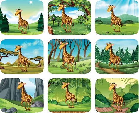 Set Of Giraffe Scenes Clip Art Clip Art Vector, Clip Art, Clip, Art PNG and Vector with ...