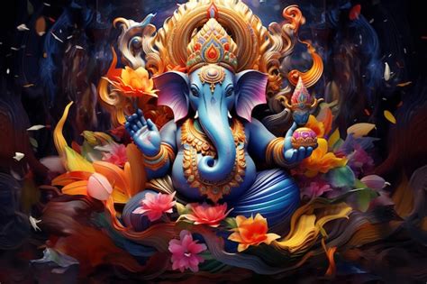 Premium AI Image | illustration of colorful ganesh ji 3d colorful background wallpaper