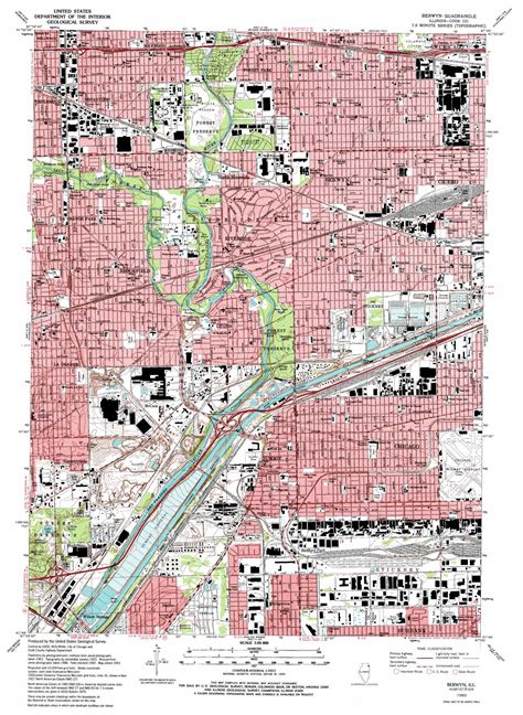 Berwyn topographic map 1:24,000 scale, Illinois