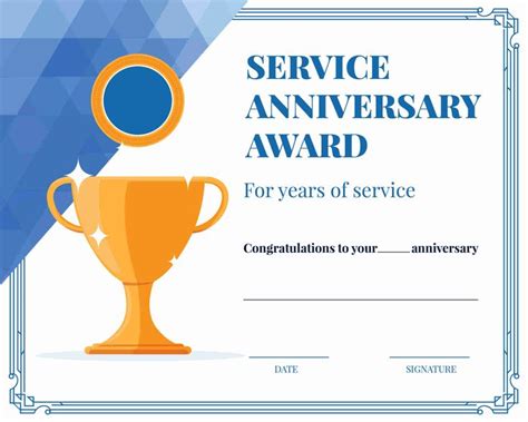 Service Anniversary Award Certificate Template | Certificate templates, Employee awards ...