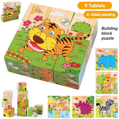 MAINYU Wooden Toddler Jigsaw Puzzle Gift Toy for 1 2 3 Years Old Boys ...